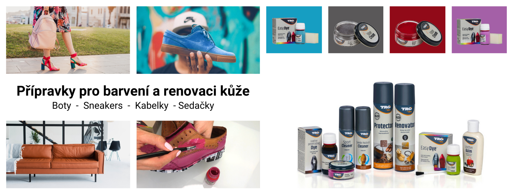 trg the one Všechy přípravky krémy barvy na boty sneakers sedačky bundy oprava renovace barvení bělení